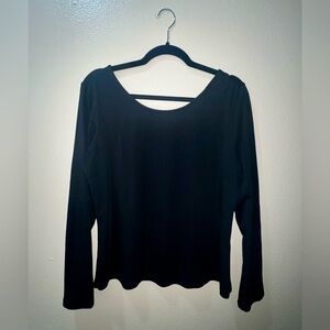 Banana Republic Women’s Boat Neck Long Sleeve Cotton Top - Black - Size L